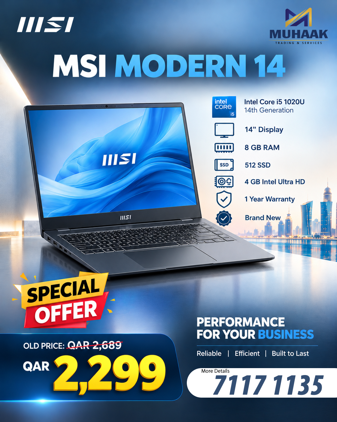 MSI Modern 14 – Intel Core i5 | 8GB RAM | 512GB SSD