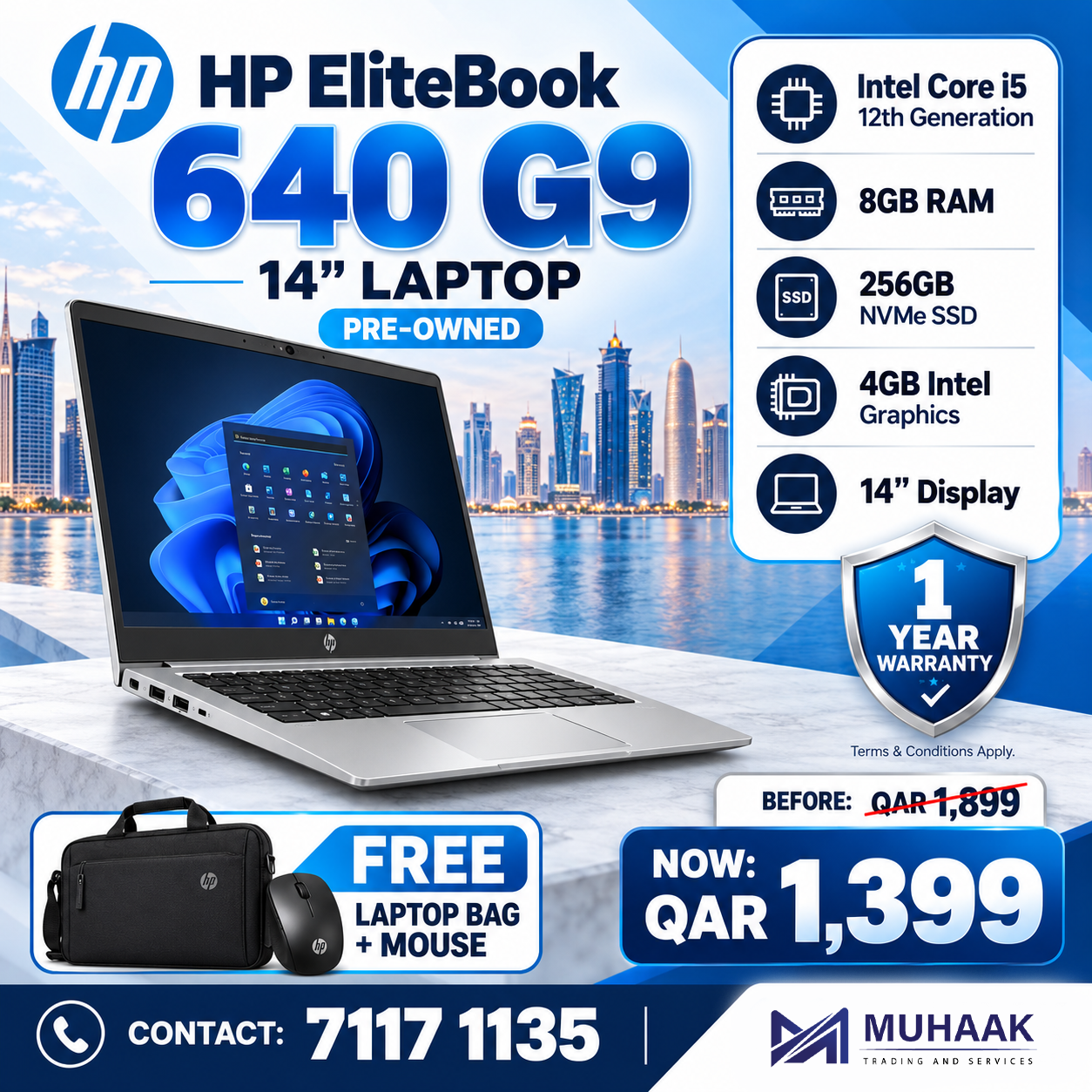 HP EliteBook 640 G9 | Intel Core i5 12th Gen | 8GB RAM | 256GB NVMe SSD | Pre-Owned