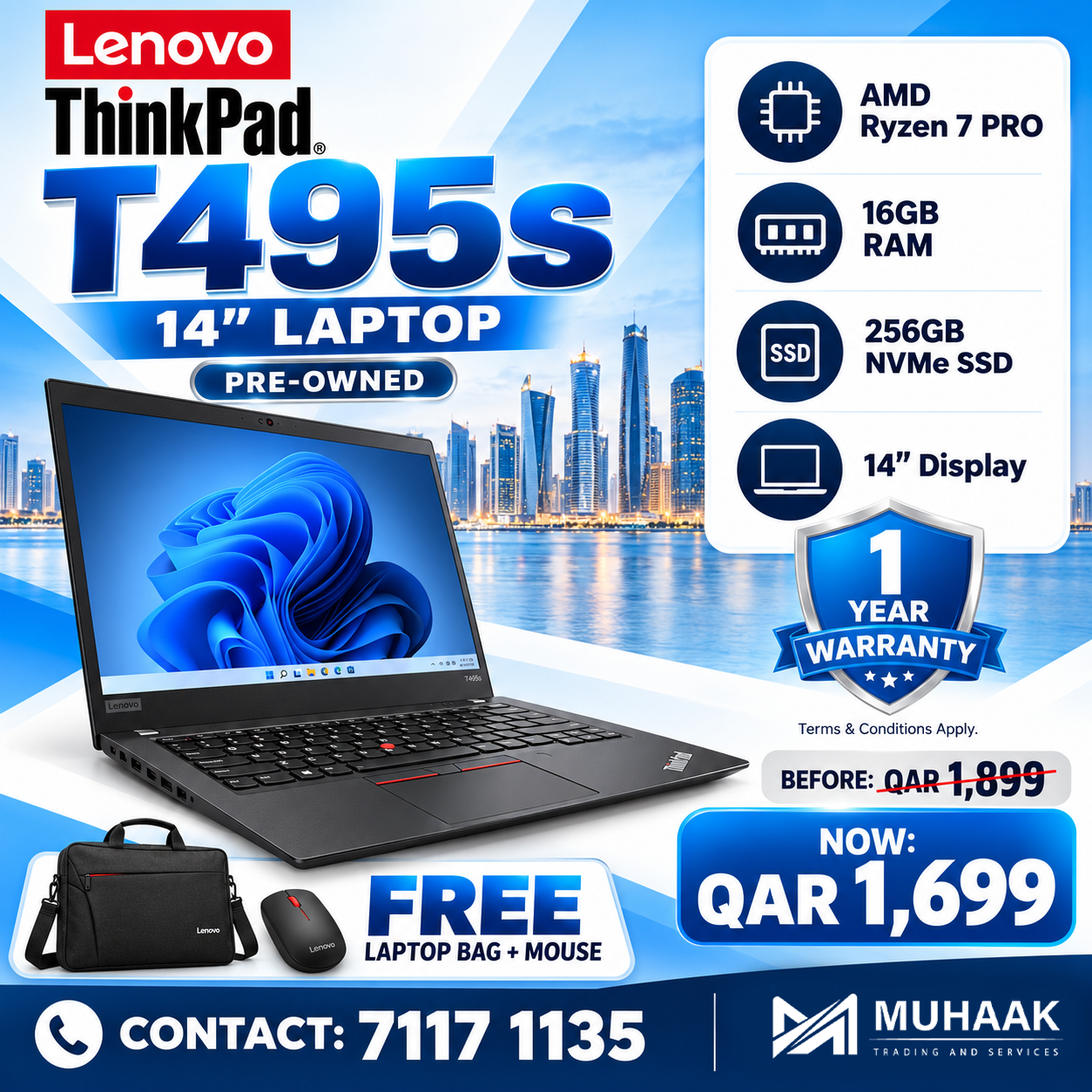 Lenovo ThinkPad T495s | AMD Ryzen 7 PRO | 16GB RAM | 256GB NVMe SSD | Pre-Owned